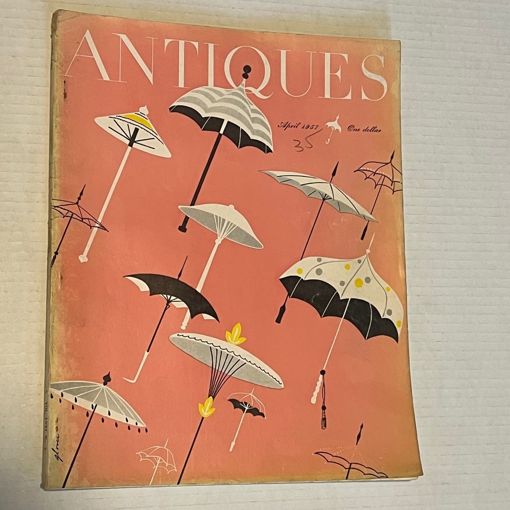 ANTIQUES Magazine April 1957 Umbrella Cover Midcentury Art Collectible
